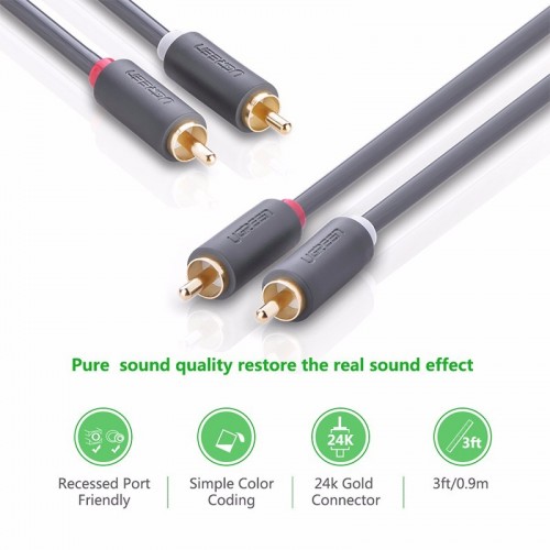 Ugreen 10519 Stereo Audio Video Cable — 2RCA Male to 2RCA Male, 3M