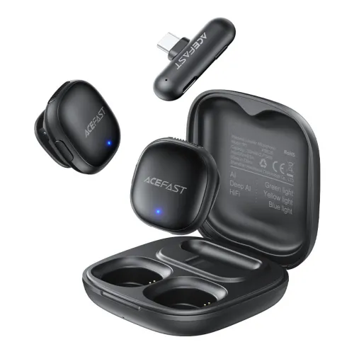 Acefast R1 Dual Wireless Lavalier Microphone — AI Noise Reduction