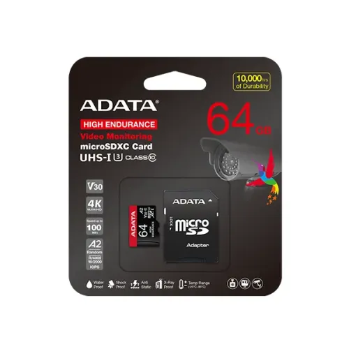 ADATA High-Endurance microSDXC Memory Card — 64GB, UHS-I Class 10