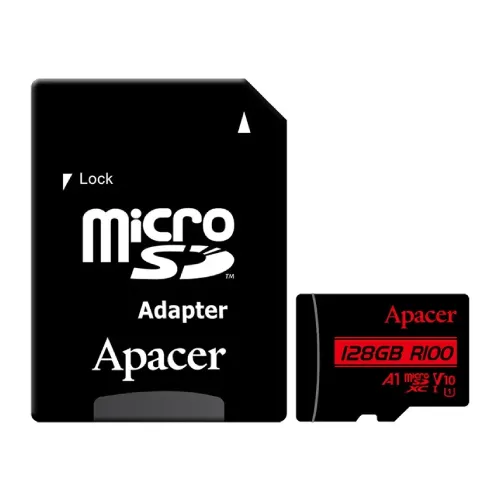 Apacer R100 128GB Memory Card with Adapter — MicroSDXC, UHS-I U1, V10, Class-10
