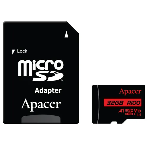 Apacer R100 Memory Card with Adapter — MicroSDHC/SDXC UHS-1 U1 V10 A1, 32GB