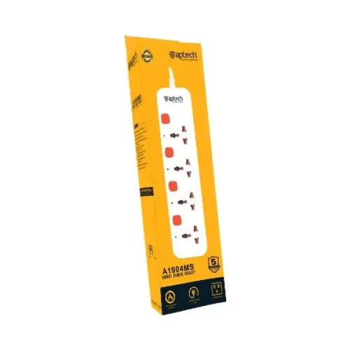 Aptech A1004MS Power Strip — 4 Port, 3 Meter
