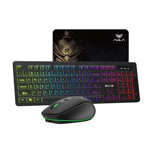 AULA AC208 Keyboard, Mouse & Mouse Pad Combo — Wireless, Rechargeable