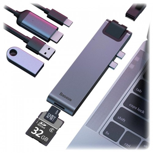 Baseus Thunderbolt C+ Pro Smart Hub Docking Station — 7-in-1, Gray