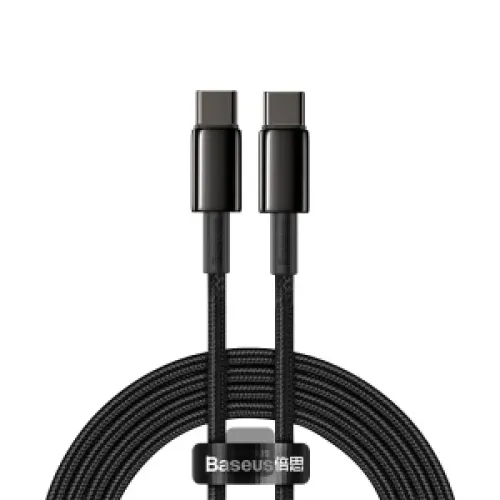 Baseus Tungsten Gold Fast Charging Cable — Type-C to Type-C, 1 Meter, 100W
