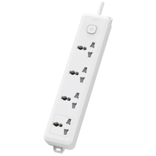 Deli CT703 Power Strip — 2 Pin, 4 Port, 3 Meter