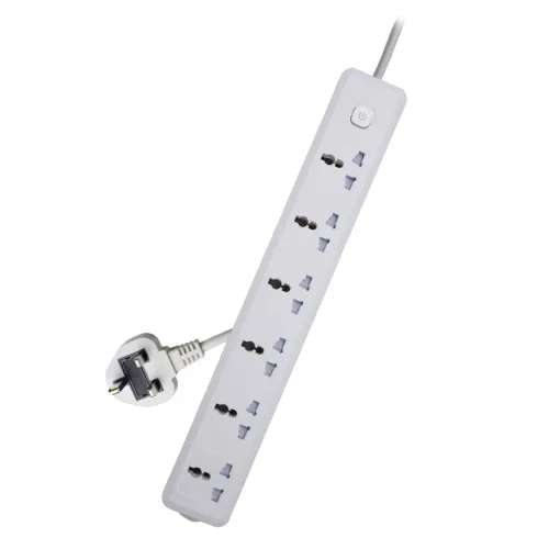 Deli CT705ES Power Strip — 3 Pin, 6 Port, 3 Meter, Surge Protection