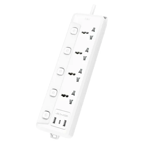 Deli CT711 Power Strip — 4 Port, 2 Meter