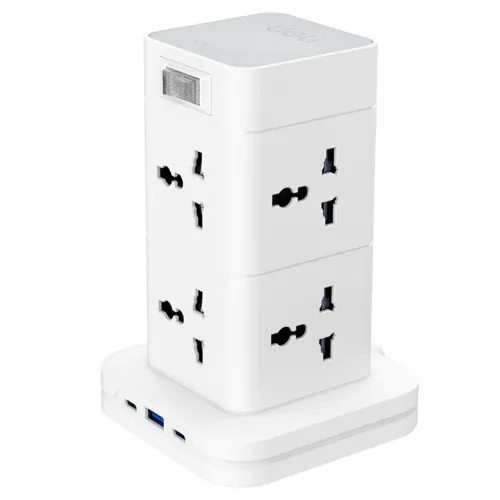 Deli ET763 Standing Power Strip — 8 Port, 3 Meter