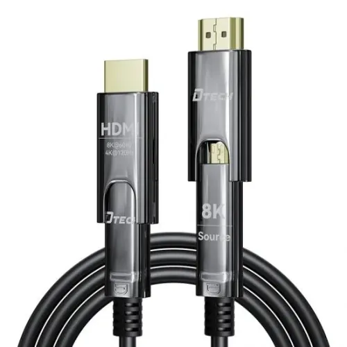 Dtech DT-HF3020 Fiber Optic HDMI Cable — 20 Meter, Type-D to Type-A, Dual Connector