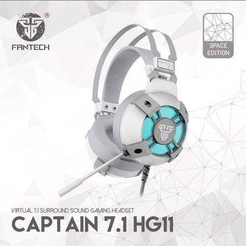 Fantech HG11 Captain RGB USB Gaming Headphone — 7.1 Surround Sound, Space Edition, White