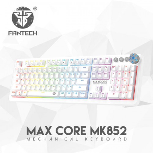 Fantech MK852 Max Core Space Edition Mechanical USB Gaming Keyboard — White, With 2 Port USB Hub