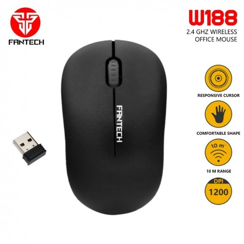 FANTECH W188 Wireless Office Mouse — 2.4GHz, Black