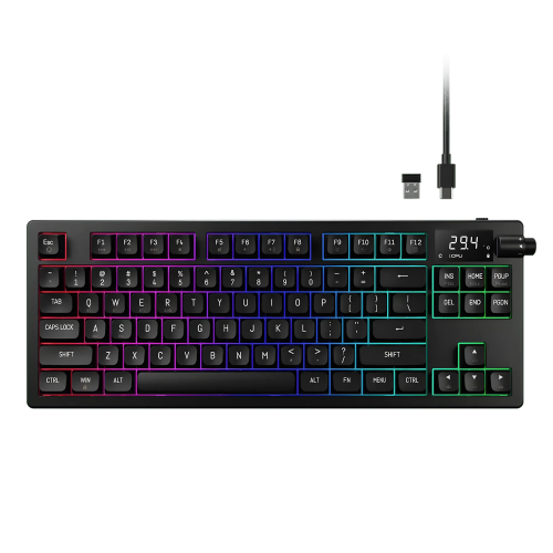 Gamdias HERMES M7 HYBRID Mechanical Keyboard — Red Switch, RGB, Tri-Mode, With Display