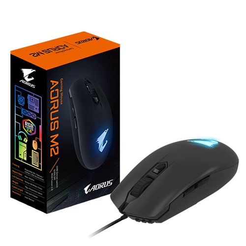 Gigabyte Aorus M2 USB RGB Gaming Mouse — 7-Button, Black