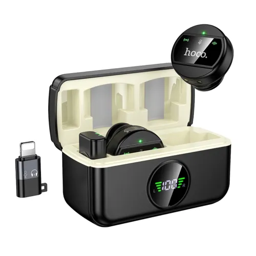 Hoco L22 Lavalier Wireless Microphone — Type-C & Lightning, Dual Mic