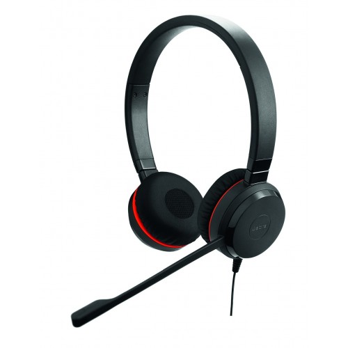 Jabra Evolve 30 MS DUO Headphone — Dual Ear, USB & 3.5mm, Noise Cancelling, Black
