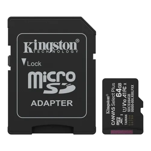 Kingston Canvas Select Plus Memory Card With SD Adapter — 64GB microSDXC, UHS-I