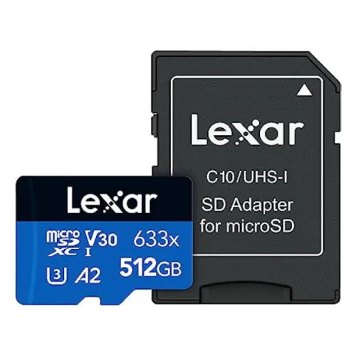 Lexar High-Performance 633x MicroSDXC Memory Card — 512GB, UHS-I, with Adapter
