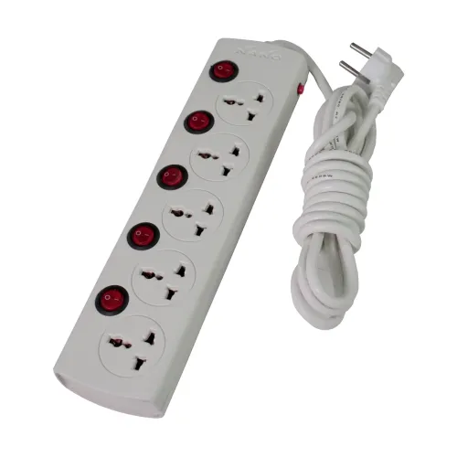 Nano MBS 405 Power Strip — 5-Port, White, 2 Pin Power Plug