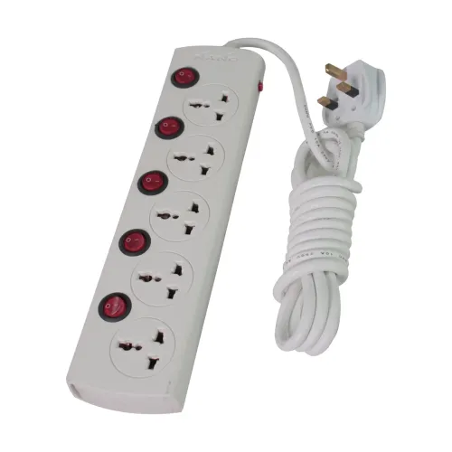 Nano MBS 405 Power Strip — 5-Port, White, 3 Pin Power Plug
