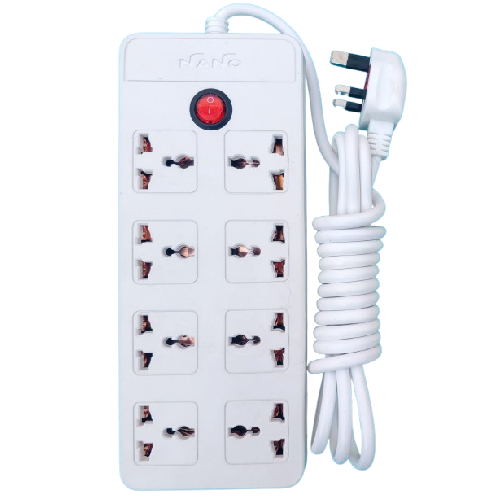 Nano NPS 709 Power Strip — 8-Port, White, 3 Pin Power Plug