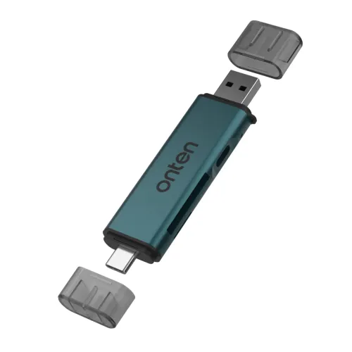 Onten CR538S Card Reader with USB-C Hub — USB-C & USB-A