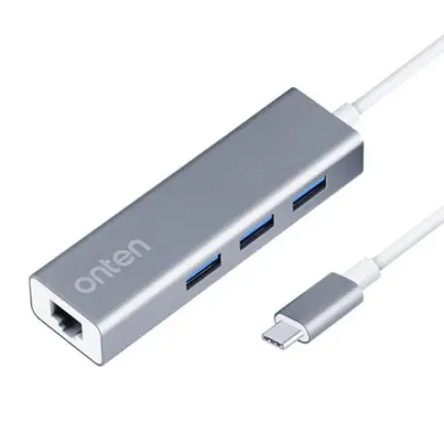 Onten OTN-9593 Type C Hub — 4-in-1, 3 Ports USB with LAN Adapter