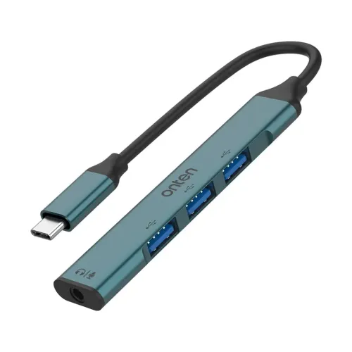 Onten OTN-9706 Type-C to USB 3.0 Hub — 4-in-1, with 3.5mm Jack
