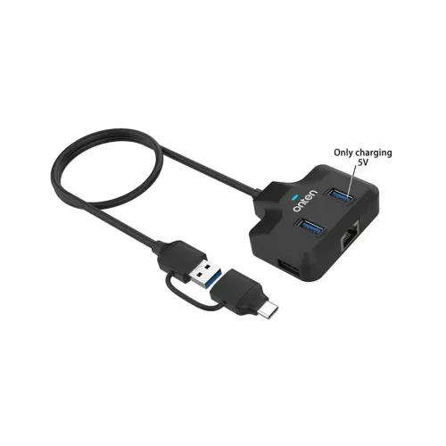 Onten OTN-UCA5311 USB Hub with LAN Adapter — 5-in-2