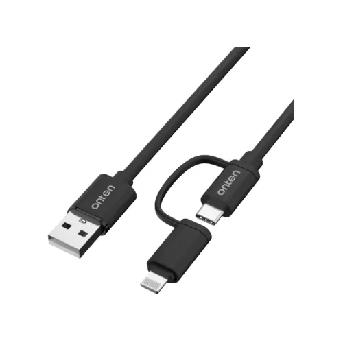 Onten OTN-US37T Cable — USB to Type-C & Lightning, 1.8 Meter
