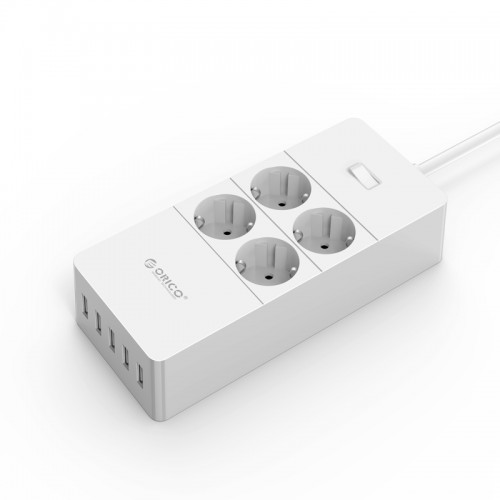 ORICO HPC-4A5U-V1-EU Smart Power Strip — 4 AC Outlet Surge Protector, 5 USB Charging Ports