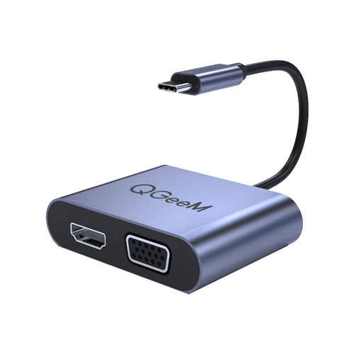 QGeeM QG-UH02-1 Adapter — Type-C to HDMI and VGA
