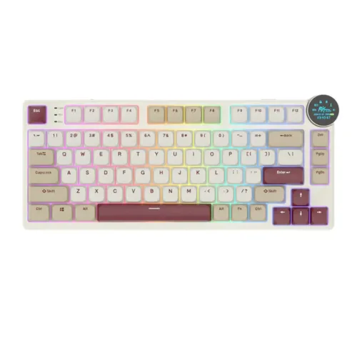 Royal Kludge N80 Mechanical Keyboard — Low-Profile, Red Switch, Tri-Mode RGB, Rosy Clouds