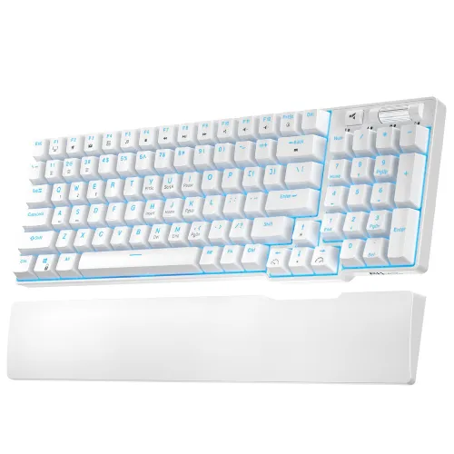 Royal Kludge RK96 Wireless Mechanical Keyboard — Tri-Mode, RGB, Hot-Swappable Blue Switch, White