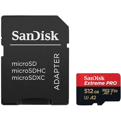 Sandisk Extreme PRO MicroSDXC UHS-1 Memory Card with Adapter — 512GB, 200mbps (SDSQXCD-512G-GN6MA)
