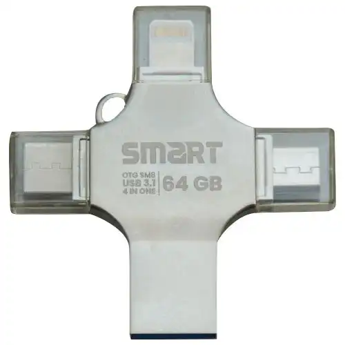 Smart SuperFast SM8 Pen Drive — 64GB, 4-in-1 Metal Body, USB 3.1