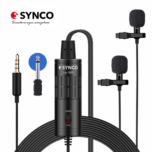 SYNCO Lav-S6D Wired Lavalier Microphone — Dual Omnidirectional Condenser