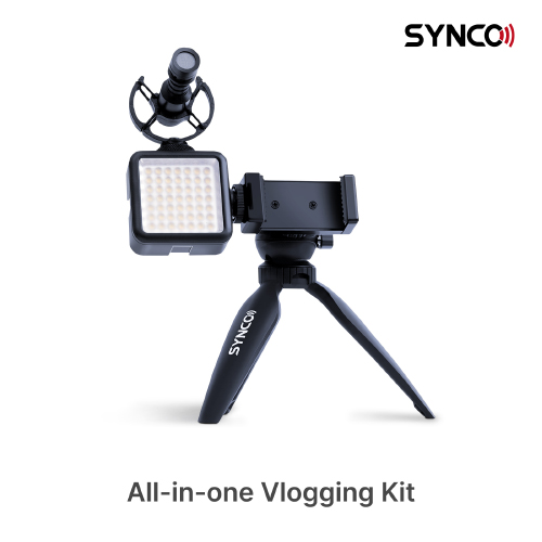 SYNCO Vlogger Kit2 — with Microphone and Fill Light for Camera/SmartPhone, Black