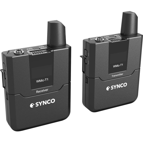 SYNCO WMic-T1 Wireless Lavalier Microphone System — Camera-Mount, 16-Channel UHF, Black