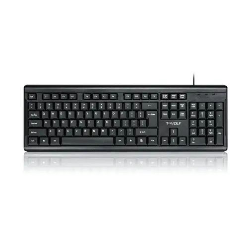 T-WOLF T15 USB Wired Keyboard — 104 Keys