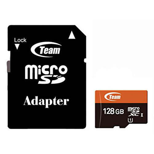 TEAM MicroSDHC/SDXC Memory Card — 128GB, UHS-I U1 C10, with Adapter