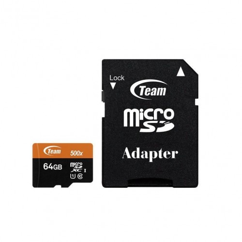 TEAM Memory Card with Adapter — 64GB, MicroSDHC/SDXC, UHS-I U1 C10