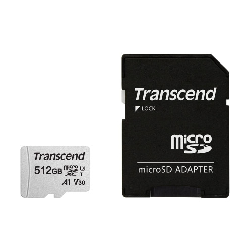 Transcend 300S Memory Card with Adapter — 512GB microSDXC, UHS-I U3A1