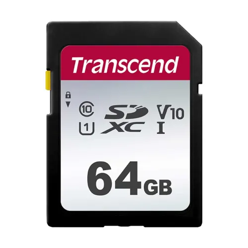 Transcend 300S SD Memory Card (TS64GSDC300S) — 64GB, SDXC/SDHC UHS-I, 100Mbps