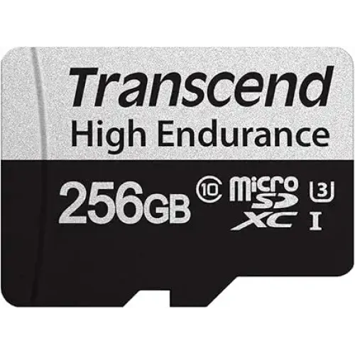 Transcend USD350V MicroSDXC Memory Card — 256GB, High Endurance, Class 10 UHS-1