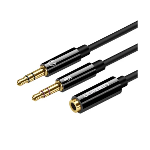 UGREEN AV140 Audio Splitter Cable — 3.5mm Female to Dual 3.5mm Male, Black #20898