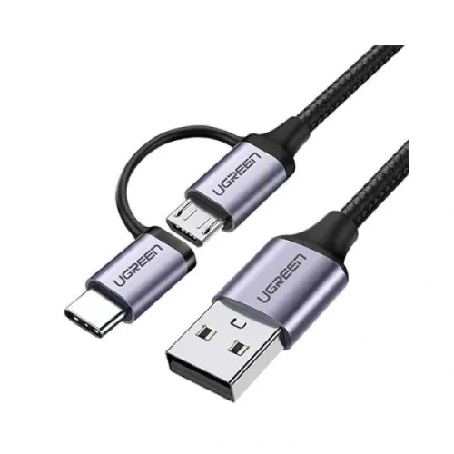 Ugreen US177 Cable — USB to Micro USB & Type-C, 1 Meter #30875