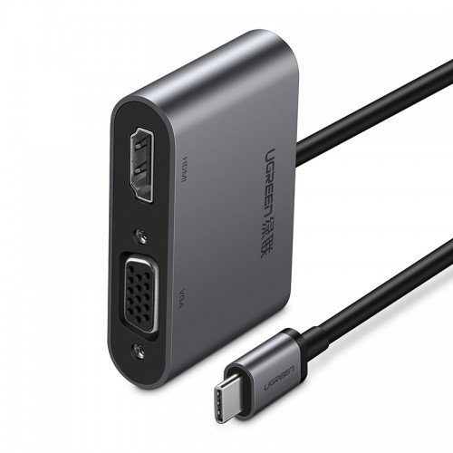 UGreen USB-C Converter — HDMI+VGA, PD, Gray