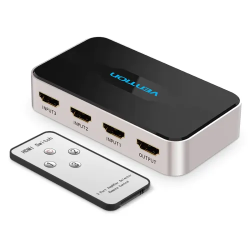Vention AFFH0 4K HDMI Switcher — 3-in-1, IR Remote Control